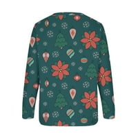Rollbacks Božićne dukseve za žene Slatki božićni elementi Ispiši pulover okruglog vrata s dugim rukavima