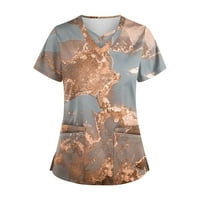 Bluza kratki rukav casual grafički otisci vrhovi V-izrez ljeta za žene zlato 5xl