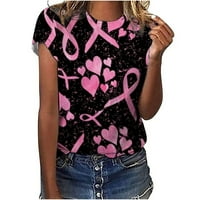 Žene rak dojke T košulje modna žena kauzalno okruglo bluza za zatvaranje kratkih rukava majica na vrhu