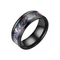 Crni nehrđajući čelik Jednostavan i moderan dizajn, tiskani uzorak, personalizirani glatki prsten za uniseks