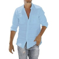 Puuwkoer bluza s dugim košuljem s čvrstim rukavima T Muški vrhovi pamučna posteljina retro džepna vrećica