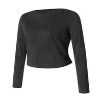 Žene Ruched tanki vrhovi s dugim rukavima kauzalan trodimenzionalni teksturni bluza od pulover