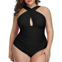 Ženska kupaći kupaći kostim retro plus veličine Konzervativni kupaći kostim crni xxl