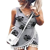 Bomotoo dame Wrap haljina Tassel rezervoar kratke mini haljine na plaži Ležerne prilike bez rukava