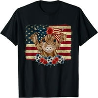 Funny 4. jula MERICA Highland Cow America zastava majica