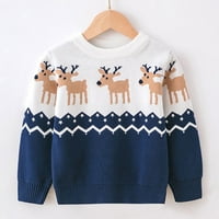 Uuszgmr znoji za dječake Djevojke Toddler Božićni crtani crtani jelen Zimski pleteni džemper s dugim