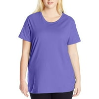 Ženske vrhove Žene Modne pune boje majica kratkih rukava plus veličine okruglih vrata ljubičaste boje