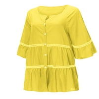 NOLILLA DA LIME TEE dugi rukavi na dugim rukavima Majica za majicu Women Comfy mini haljina Košulje od punog boja Žuta 3xl