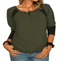 Ženska majica trake s prugastom majicom Casual Tunika Bluza Pulover Vojska Green M