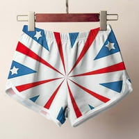 4. jula Dan nezavisnosti Ispiši kratke hlače za žene elastične grafičke kratke hlače, labave grafičke kratke hlače