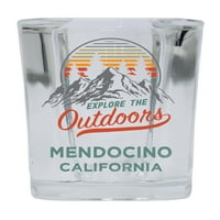 Mendocino California Istražite otvoreni suvenir Square Square Base alkohol Staklo 4-pakovanje