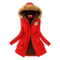 Vbnergoie zimska jakna s kapuljačom s toplim kaputom Slim zimske obloge kaputi ženske padajuće jakne