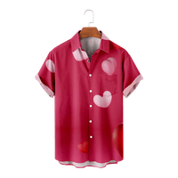 Valentinovo za odrasle casual gumb niz kratki rukav Havajska košulja prednje džep klasični kostim za