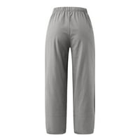 Clearsance Capris za žene 7,00 dolara, casual čvrsti gumb Pocket Capris hlače Proljeće novi dolazak siva veličina 8