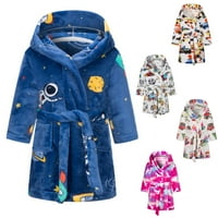 Popvcly Kids Little Boys Girls Crtani kapuljač s kapuljačom Bathrobe Toddler Robe Pajamas Sleep odjeća 2- godine