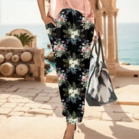 Ediodpoh Žene Ljeto labave pantalone Boemski stil džepa casual pantalone Ženske casual pantalone Sive