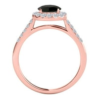 Aonejewelry 1. ct. HALO Black Diamond zaručnički prsten u 14K ružom zlata