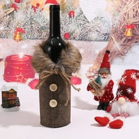 Božićna vina set ukras stola za vin boce vinski ukras prugasta plairana suknja