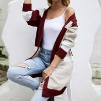 Fatuov Blazer jakna za žene - Blazer Print Lable Fit ponude danas zimski modni dugi rukav Crveni pleteni