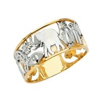 Jewels 14k bijelo i žuto zlato Sretno žuto zlato Dva tonska modna godišnjica prstena veličine 7.5