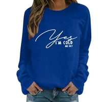 Olyvenn ponude trendne odjeće da, hladno me 24: pulover slovo smiješni skakač na vrhu prevelike majice Pokloni za žene Jesen modne majice s dugim rukavima Crewneck dukserice plave 4