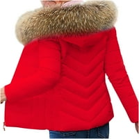 Absuyy zimski kaputi za žene Ležerne prilike sa dugim rukavima na kapuljaču s kapuljačom toplo obrezana jakna crvena veličina 3xl