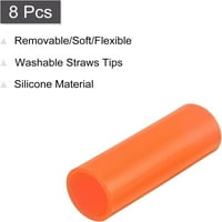 Tipovi od silikona, prekrivači metalne slame, tipovi slamke za upotrebu za višekratnu upotrebu za 0,47 slamke od nehrđajućeg čelika, narandžaste