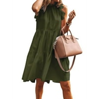 Clearsance YoHome Ljetne haljine Ženske ljetne vruće rasprodaje Labavi bez rukava pune boje okrugli vrat Dugi zeleni XXXL