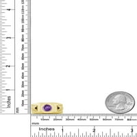 Gem Stone King 1. CT Purple Amethyst Black Diamond 18K žuti pozlaćeni srebrni ručni prsten