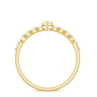 Marquise Moissanite Solitaire Angažman prsten sa pletenim bočnim kamenjem, 14k žuto zlato, SAD 13,00
