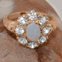 Britanci napravio 9k ružični zlatni prsten s prirodnim Opal i kubnim cirkonskim ženskim prstenom - Opcije
