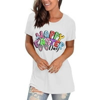 Zodggu Trendy Crew Crt Uskrs ljetni modni ženski bluza Tors Tunic T majice za žene Uskršnji zeko otisak