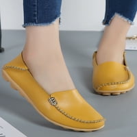 Daeful dame stanovi kožne natike Udobne casual cipele hodajući prozračan klizanje na mokasinima Žuta