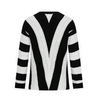 Brglopf Žene pada slatki džemperi u boji blok dugih rukava dubok V izrez pletene pulover džemperi Jumper