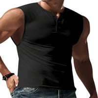 Abtel muške mišićne majice Henley vrat Ljetni vrhovi Stretch tenk muški atletski trening majica crna