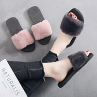 Ženska Fuzzy Fau Fur Memroy pjene ravne spa klizna papuče otvorene cipele cipele sa rukama