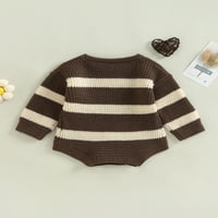 Jaweiwi Toddler Baby Knit Rompers za proljetni jesen, kontrastni kolori Striped okrugli vrat Dugim rukavima