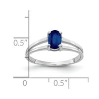 Čvrsta 14k bijelo zlato 6x ovalna safira plava rujan drago kamen zaručničke prstene veličine 8.5