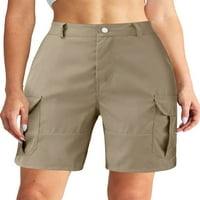 Grianlook Ženske obične kratke hlače Srednja uspona Bermuda kratke hlače sa džepovima tamno smeđe boje