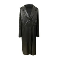 Prevelizirani kaputi za žene modni jeseni zimski čvrsti dugi kožni kaput imitacija kože vjetrobranskog kaputa crna xxxl