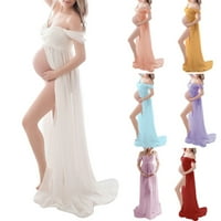 DCOOLMoogl matična haljina za fotografiju sa ramena šifonska haljina split maxi duga trudničke haljine