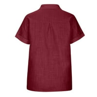 Ženski odobrenje ispod $ Velike veličine Henley bluza Čvrsti casual majica kratkih rukava Labavi tunični