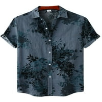 Glonme Muška bluza rever vrat Ljetne košulje kratki rukav vrhovi muški havajska majica Vintage gumb