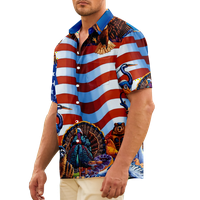 Majice od 4. jula za muškarce, dan za neovisnost prednjim gumbima Džepna košulja Havajska majica