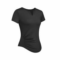 B91xz plus veličine vrhova ženskog pletenog sporta V izrez Brzo suho trčanje majica casual osnovna majica