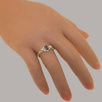 Britanci izrađeni 14k Rose Gold Natural Sapphire & Diamond Womens Promise Ring - Opcije veličine - Veličina