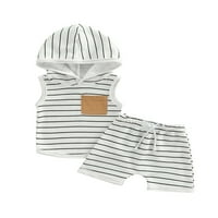 Arvbitana 3T novorođenčad dječaka ljetna odjeća set boja blok bez rukava s kapuljačom bez rukava nacrtajući