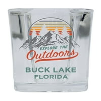 Buck Lake Florida Istražite otvoreni suvenir Square Square Base alkohol Staklo 4-pakovanje