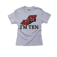 'M - Crtani trkački automobil - Deset rođendan - Girl Girl Pamučna mladost Siva majica