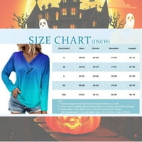 Apepal ženska halloween bluza za zatvaranje opuštena tunika dugih rukava V vrat modni vrhovi pulover